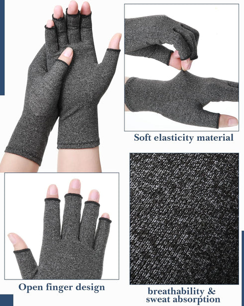 SATINIOR 5 Pairs Arthritis Compression Gloves Fingerless Compression Glove Pain Relief Glove for Arthritis Men Women(Medium)...